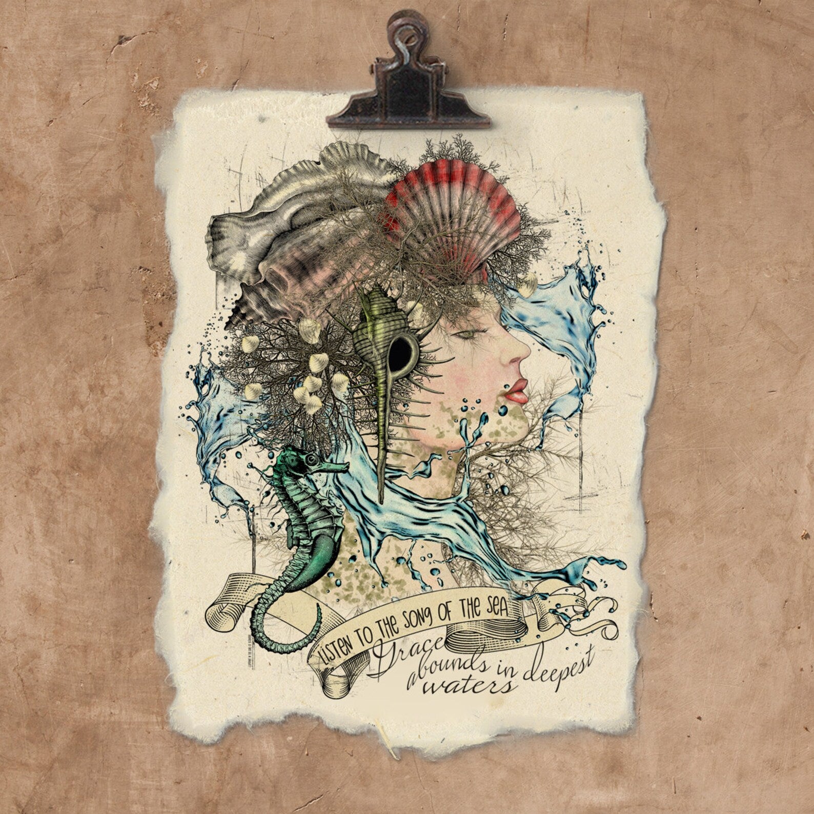 Grace Abounds | Art Print on Handmade Paper {12x16}