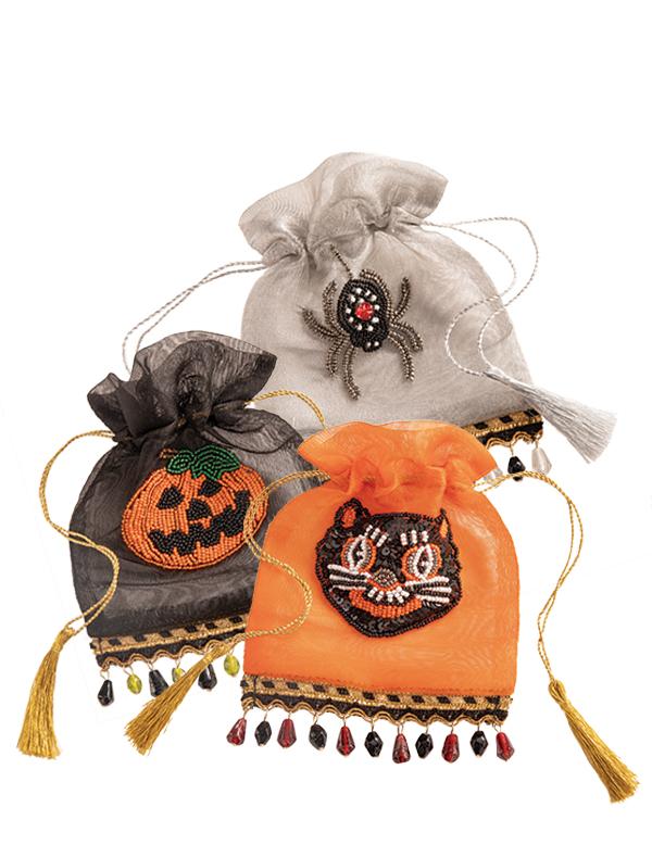 Beaded Halloween Hostess Gift Bags {set of 3}