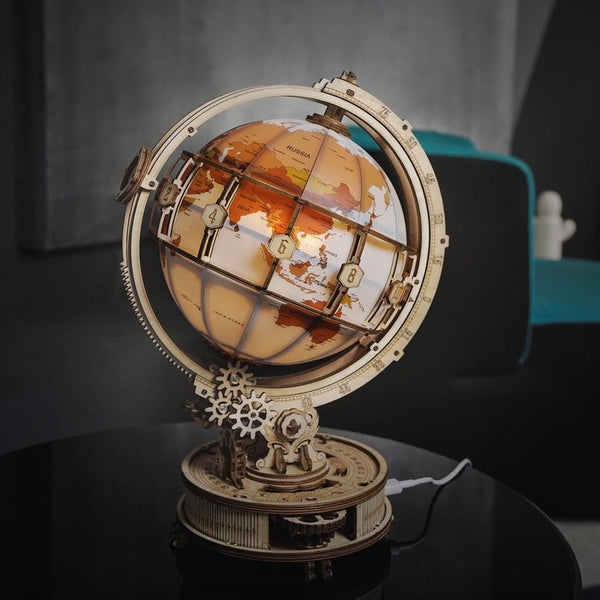Lampe Globe Lumineuse Puzzle Mécanique En Bois