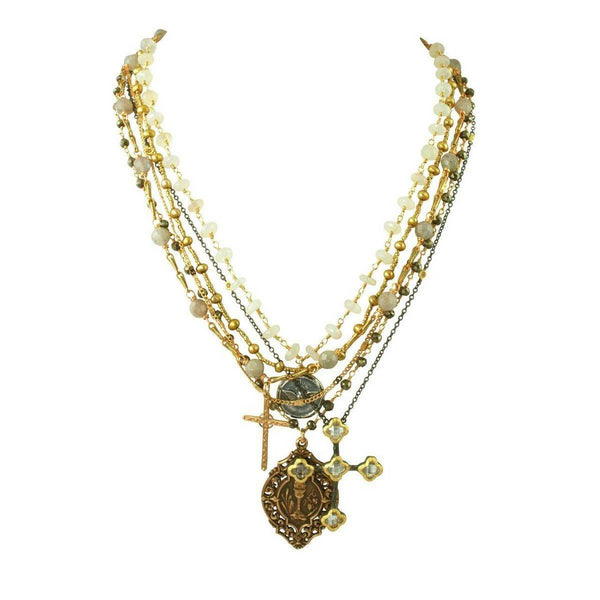 Signature 6-Strand Crystal Cross Medallion Necklace