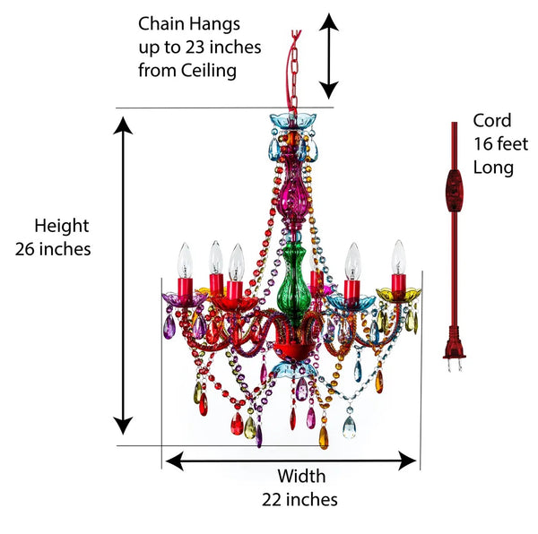 Plug-in Chandelier | 6-Light | Multi-Colored