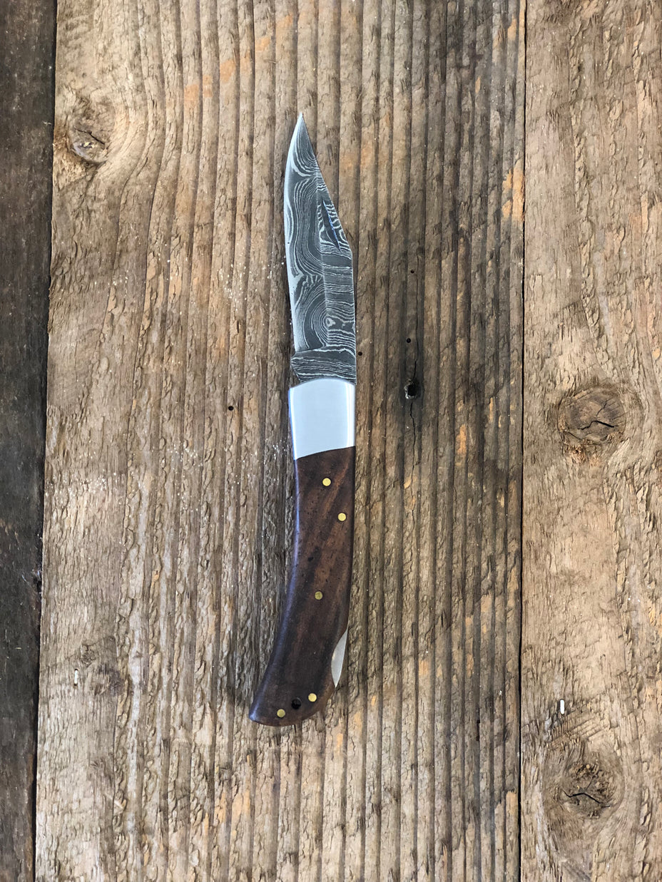 Damascus Walnut Pocket Knife {local artisan}