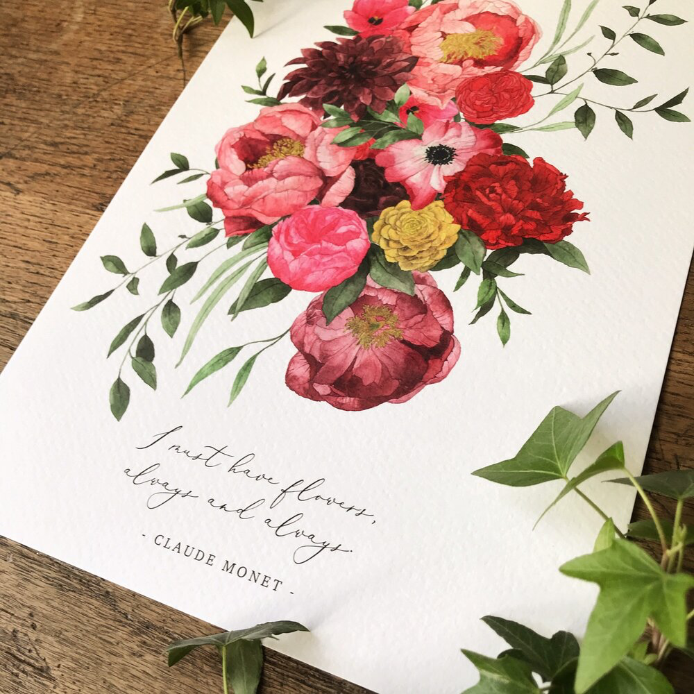 Je dois avoir des fleurs. Aquarelle Impression artistique