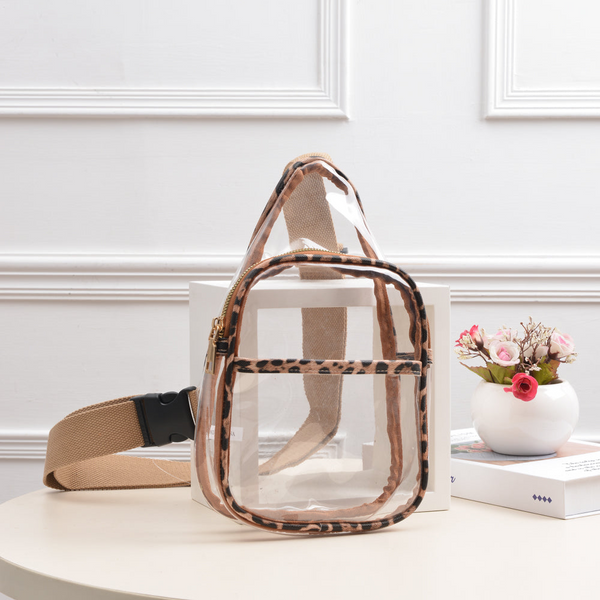 Sac à bandoulière transparent mince | Imprimé léopard