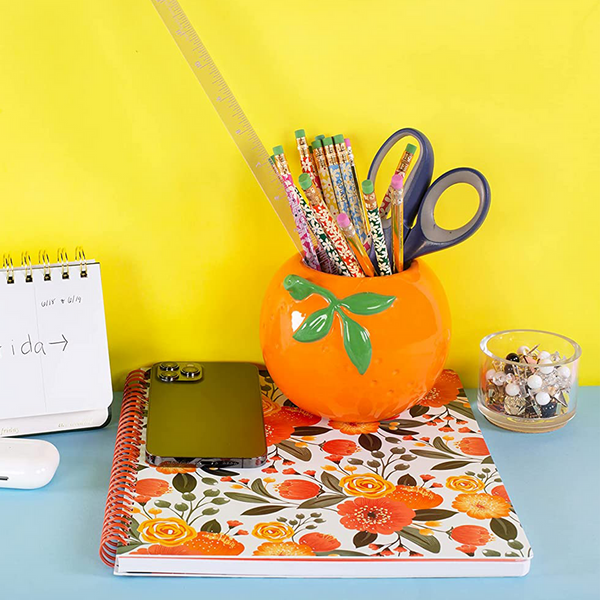 Ceramic Orange Planter/Pen Cup