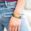 Elephant Family Brass Engraved Cuff Bracelet