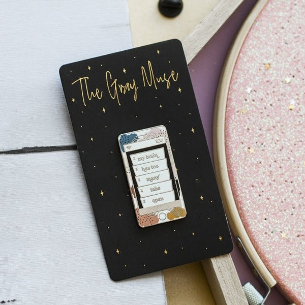 Too Many Tabs Phone Enamel Pin