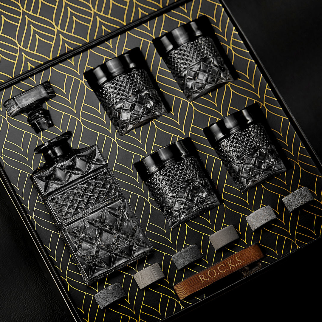 Coffret cadeau carafe à whisky avec verres et pierres rafraîchissantes