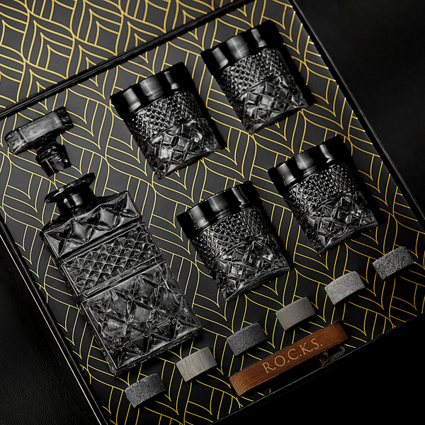 Coffret cadeau carafe à whisky avec verres et pierres rafraîchissantes