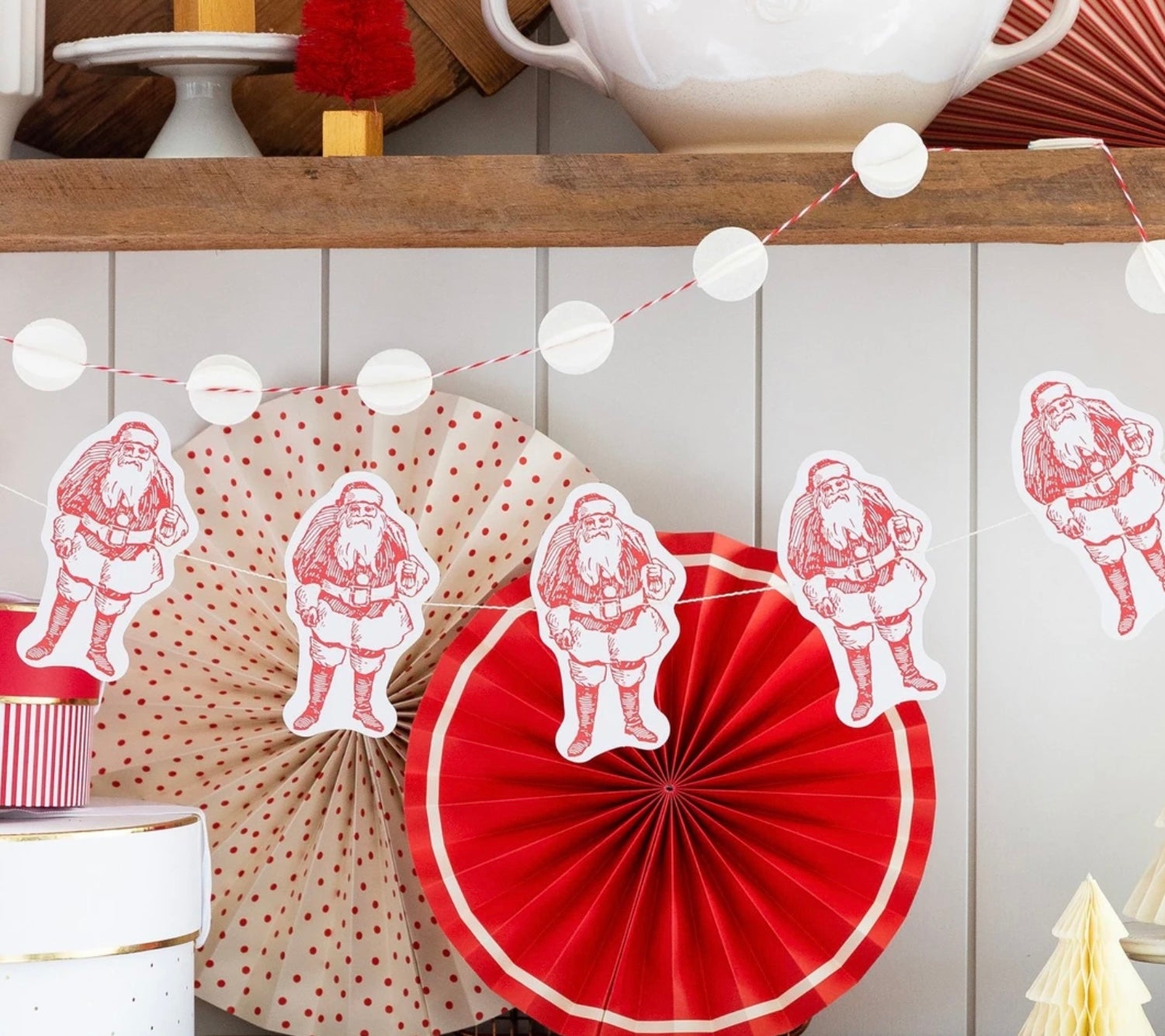 Ensemble de bannières circulaires en feutre du Père Noël