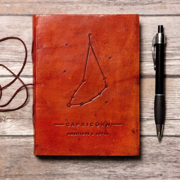 Journaux en cuir faits à la main {5x7} | Collection Zodiaque