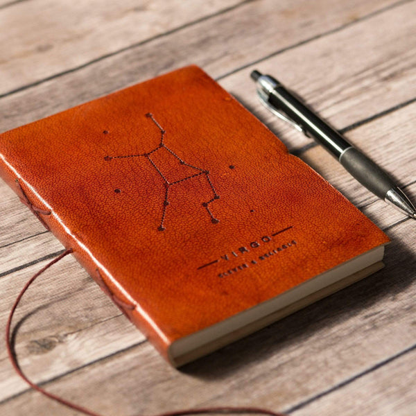 Journaux en cuir faits à la main {5x7} | Collection Zodiaque