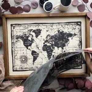 Pochoir en maille | Carte du monde {18" x 12"}