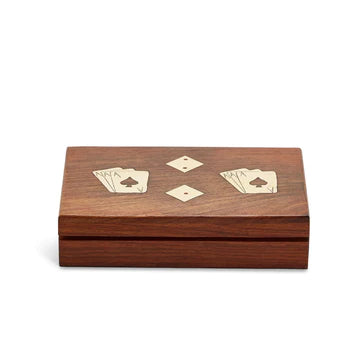 Wooden Playing Card & Dice Game Set