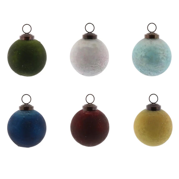 Ornements en verre dépoli | Ensemble de 6 | Couleurs assorties