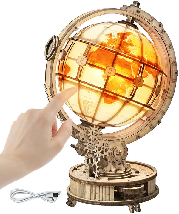 Lampe Globe Lumineuse Puzzle Mécanique En Bois