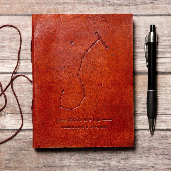 Journaux en cuir faits à la main {5x7} | Collection Zodiaque