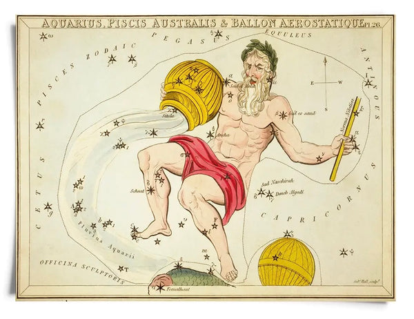 Astrologie du signe du zodiaque vintage | Impression artistique 8" x 10"