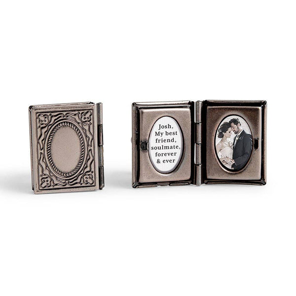 Vintage Book Locket Cufflinks | Antique Silver