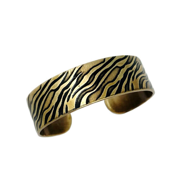 Bracelet manchette gravé en laiton à imprimé zèbre