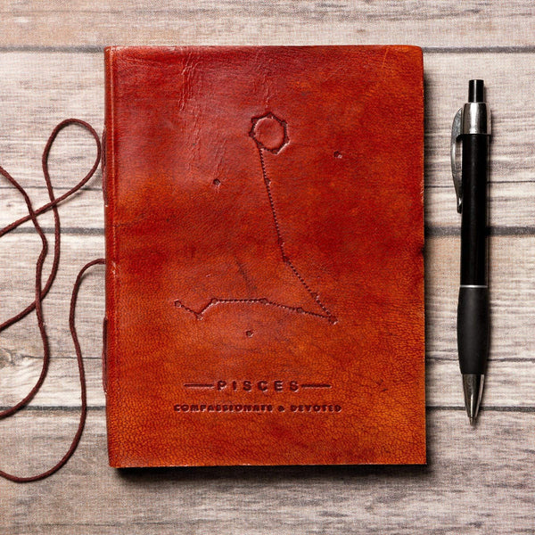 Journaux en cuir faits à la main {5x7} | Collection Zodiaque