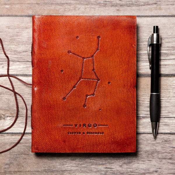 Journaux en cuir faits à la main {5x7} | Collection Zodiaque