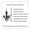 Black 3-Light Plug-in Chandelier