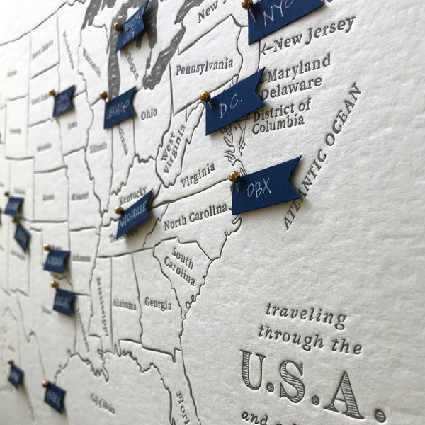 Letterpress Travel Map {multiple styles}