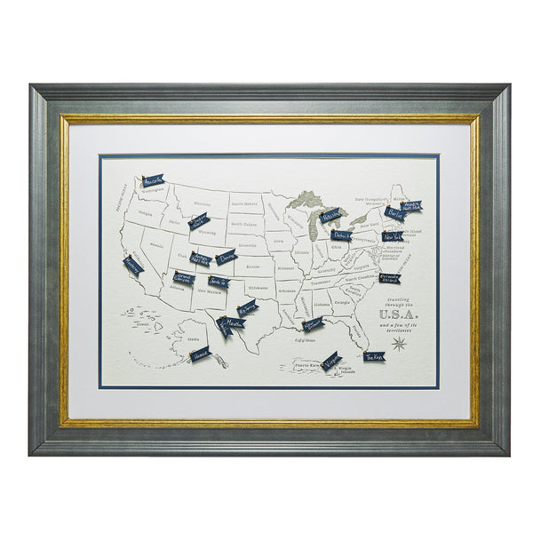 Letterpress Travel Map {multiple styles}
