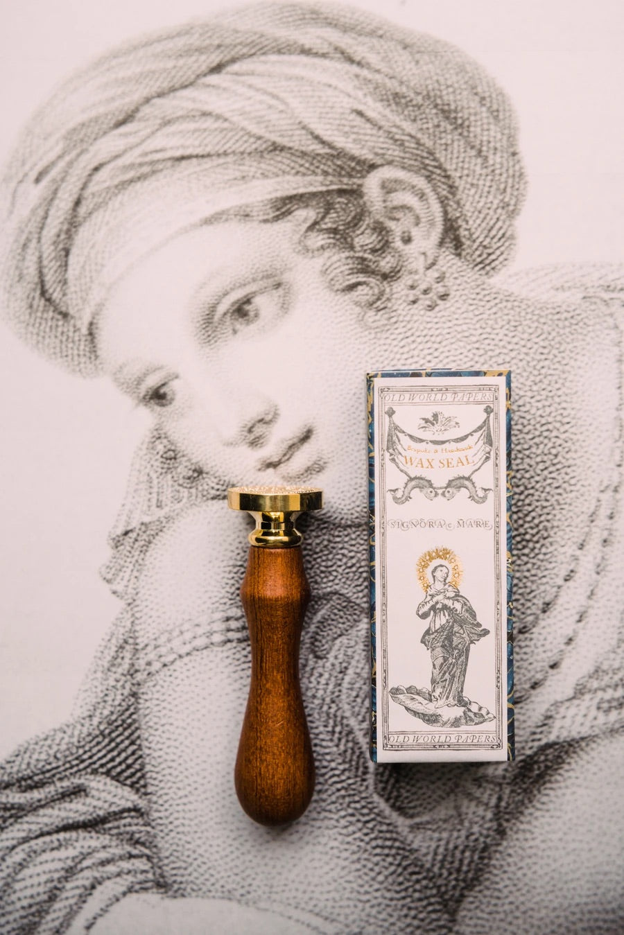 Timbre de sceau de cire fleur et olives