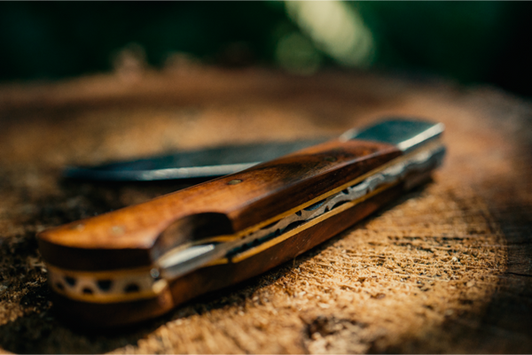 Damascus Walnut Pocket Knife {local artisan}