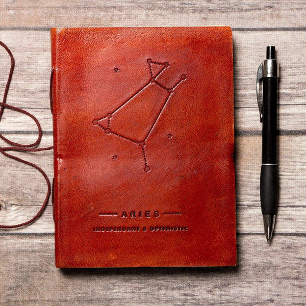 Journaux en cuir faits à la main {5x7} | Collection Zodiaque