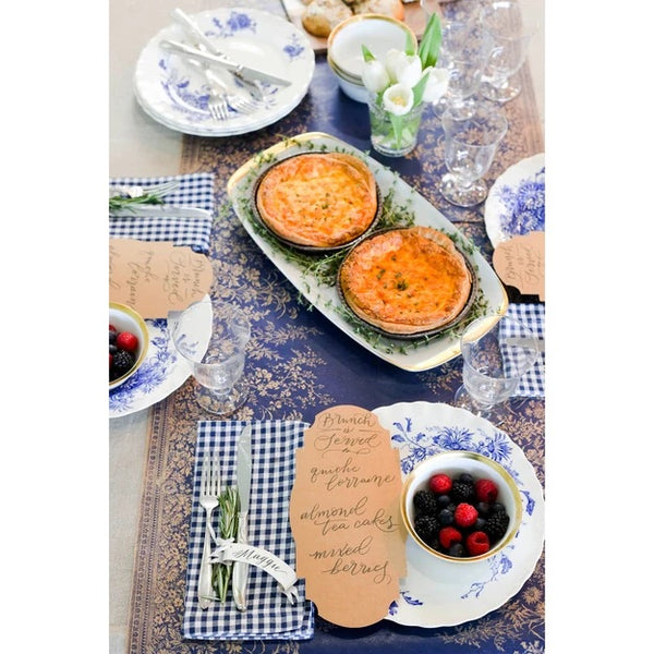 Chemin de table | Floral tissé | Marine