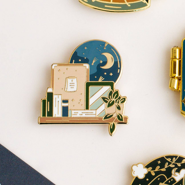 Goodnight Bookshelf Enamel Pin