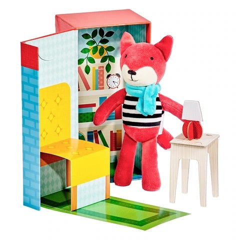Ensemble de jeu d'animaux en peluche | Frances le renard dans la bibliothèque