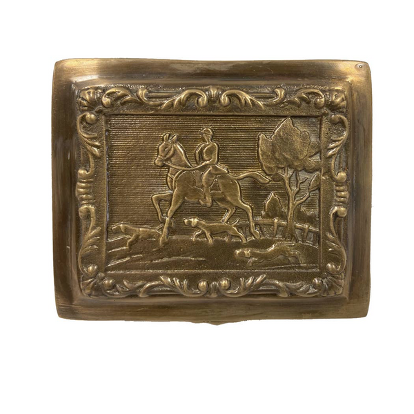 Boîte à bijoux équestre en laiton antique