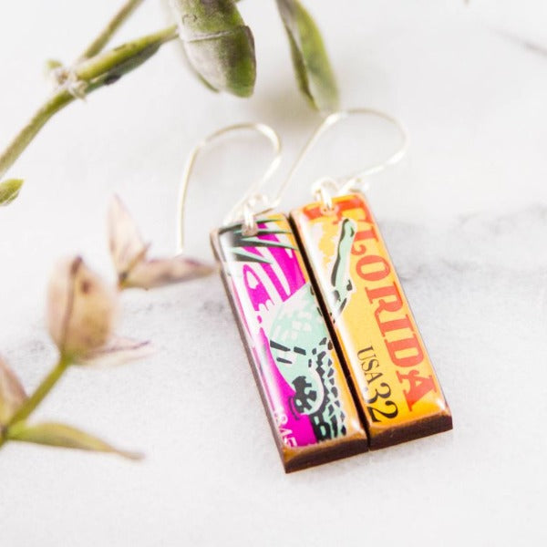 Boucles d’oreilles timbre-poste vintage de Floride