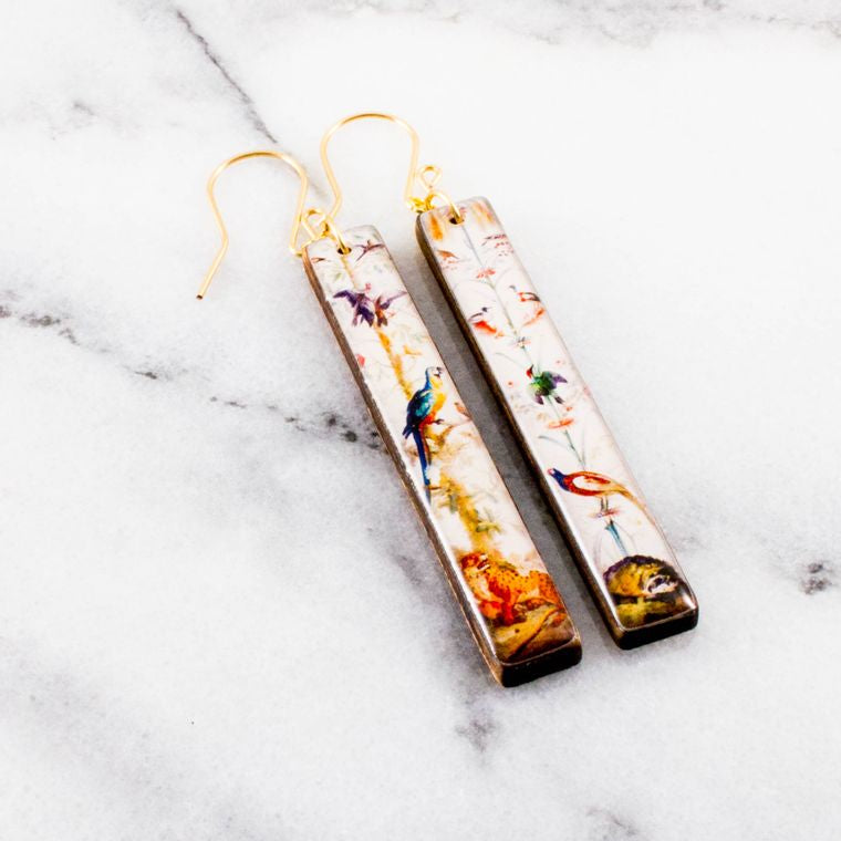 Boucles d'oreilles barre d'oiseaux tropicaux