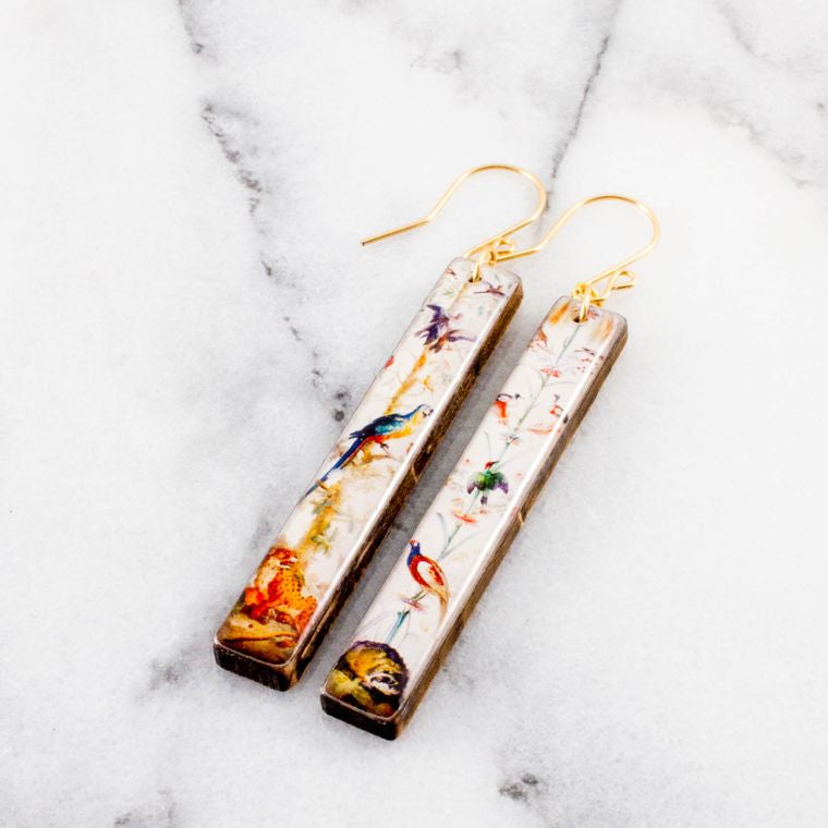 Boucles d'oreilles barre d'oiseaux tropicaux