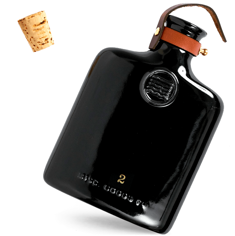 Ceramic Flask with Brass & Leather Details