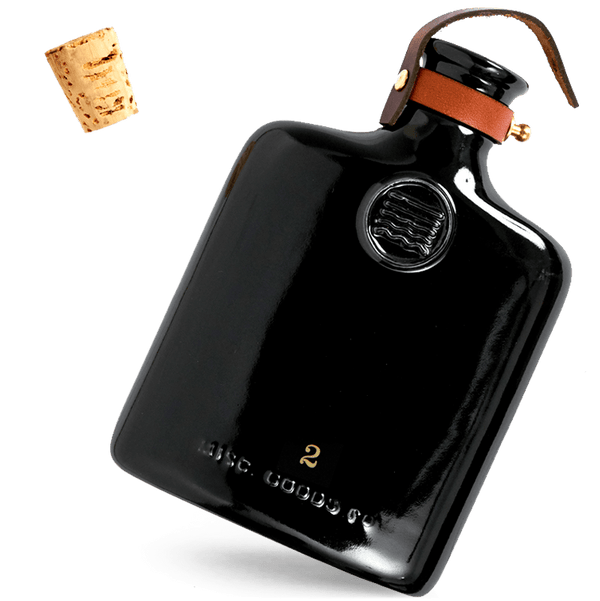 Ceramic Flask with Brass & Leather Details