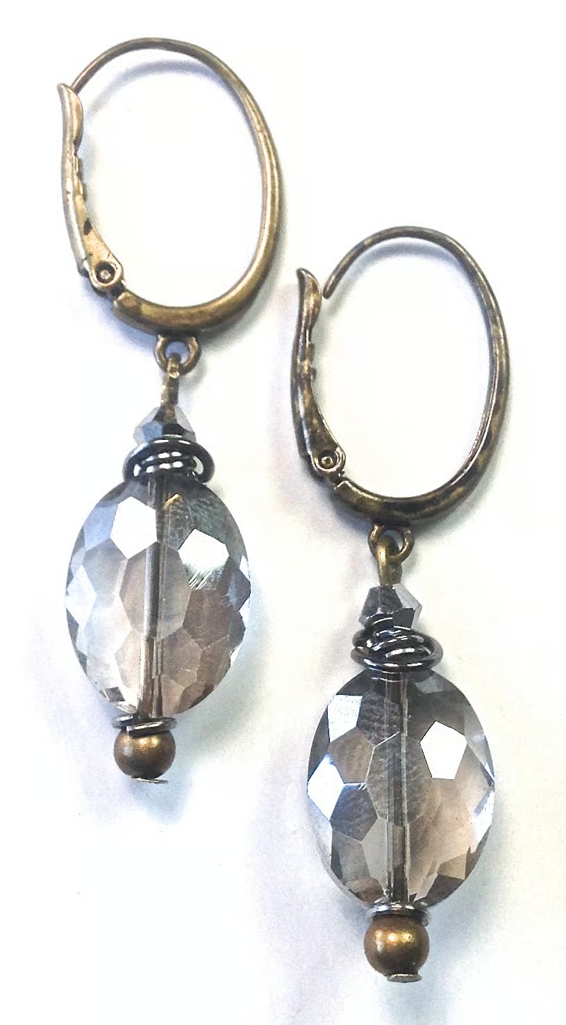 Boucles d'oreilles pendantes en verre à fermoir