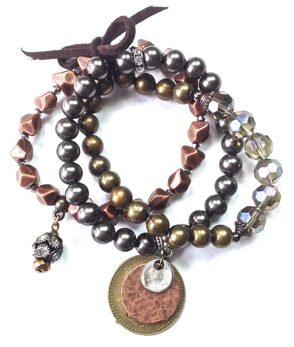 Mixed Metal Stretch Bracelet Set