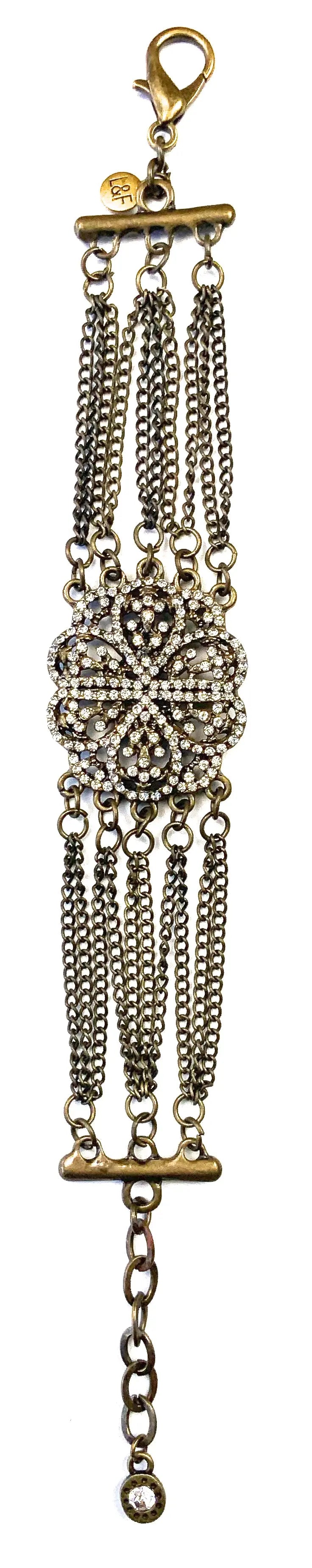 Bracelet multi-chaînes pavé de fleurs