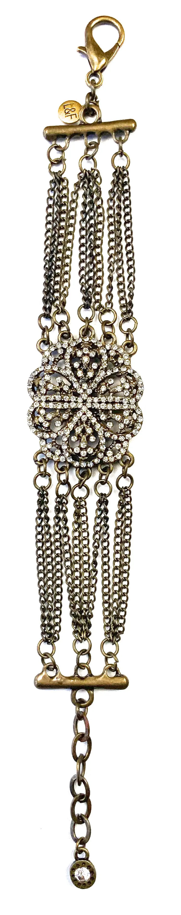 Bracelet multi-chaînes pavé de fleurs