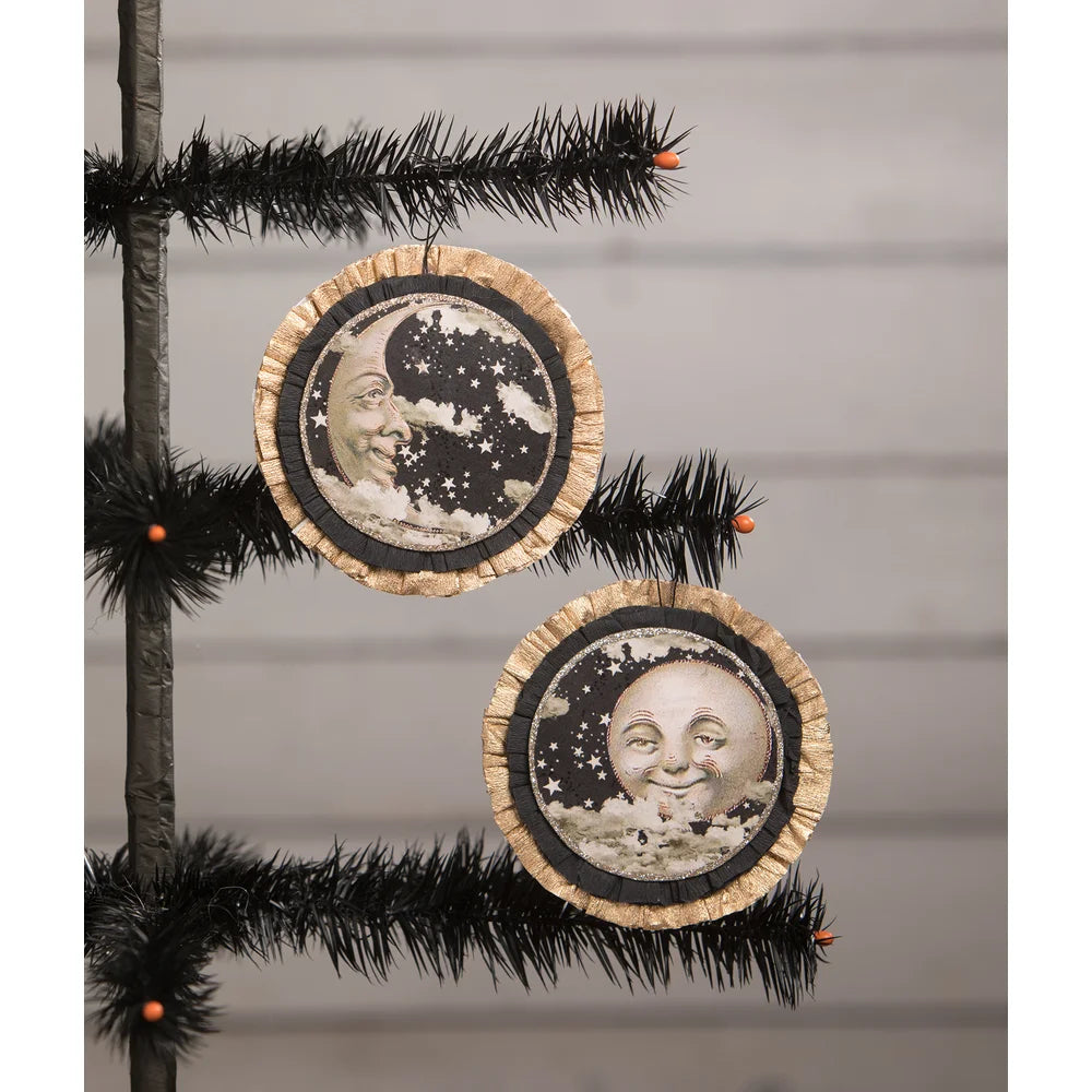 Man in the Moon Disc Ornaments {set of 2}