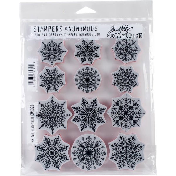 Mini Swirly Snowflakes 7x8.5" Cling Stamp Set | Tim Holtz