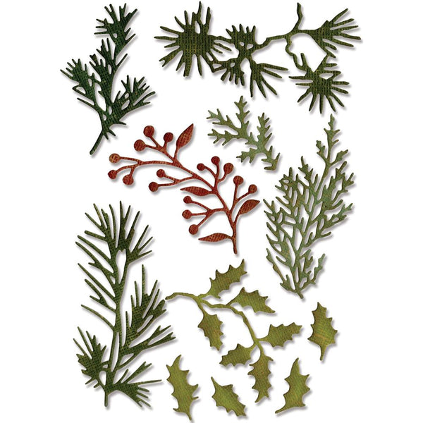 Mini Holiday Greens Thinlits Die Set | Tim Holtz