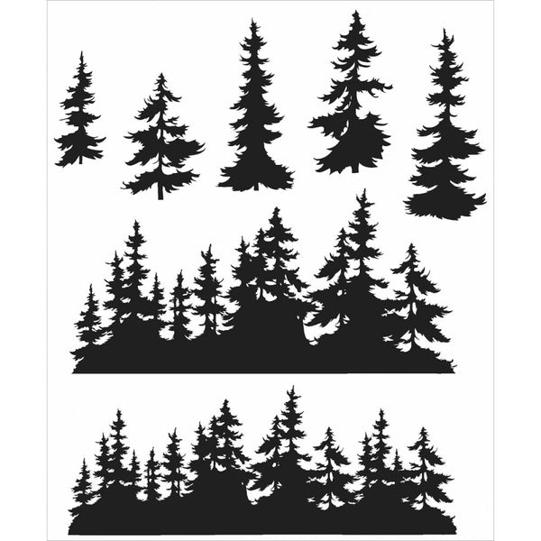 Tree Line 7x8.5" Cling Stamp Set | Tim Holtz