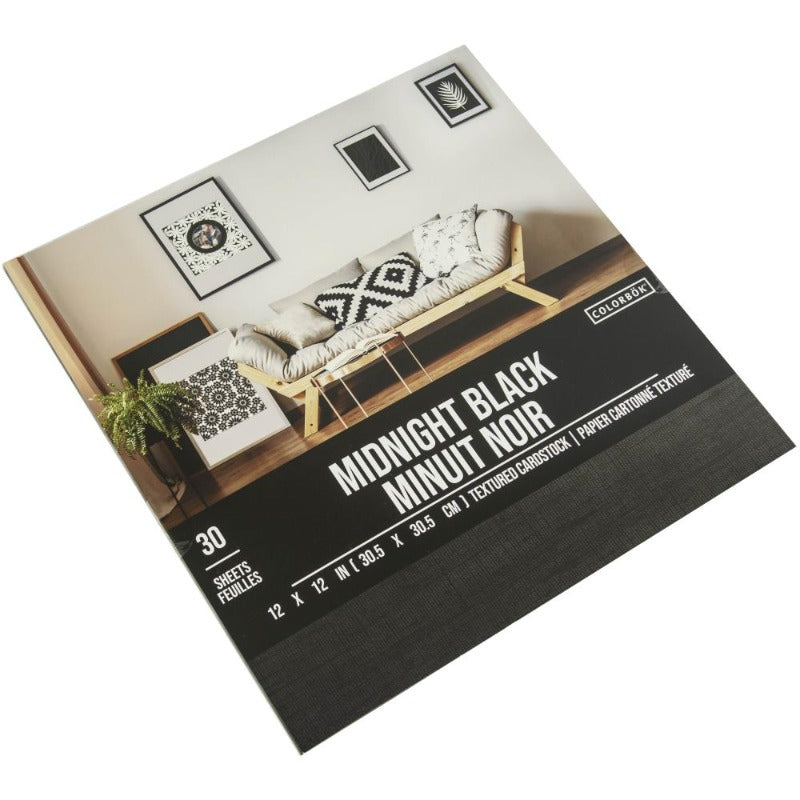 Midnight Black 12x12 Textured Cardstock